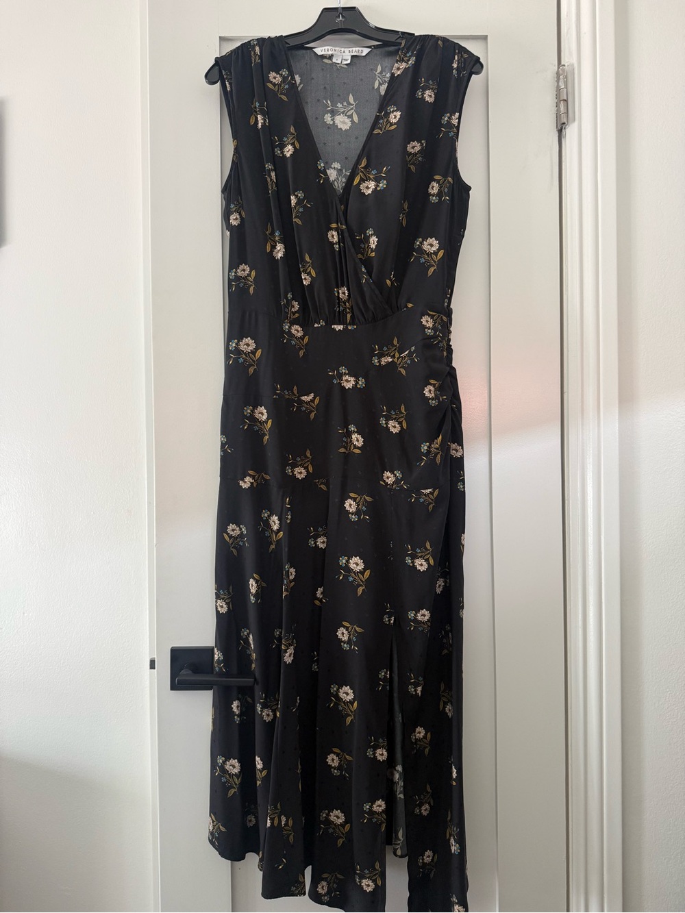 Veronica Beard Black Floral Midi Dress